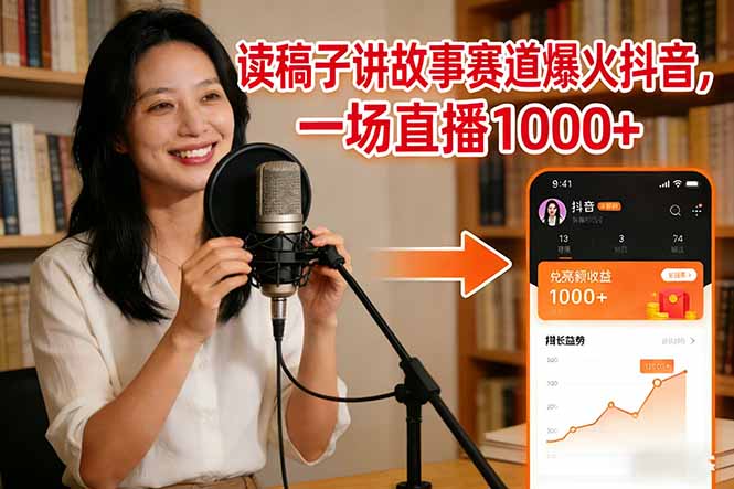 读稿子讲故事赛道爆火抖音，一场直播日入1000+-得优社