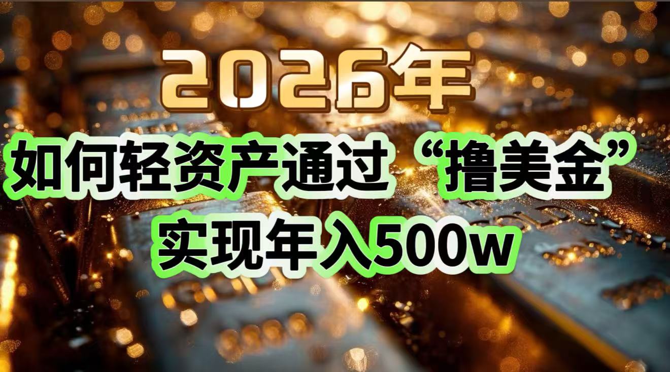 2026年如何轻资产通过“撸美金”实现年入500w-得优社
