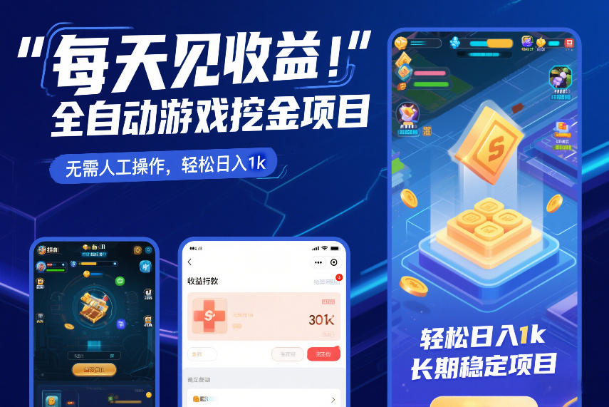 每天见收益，全自动游戏挖金项目，无需人工操作，轻松日入1k，长期稳定项目【揭秘】-得优社