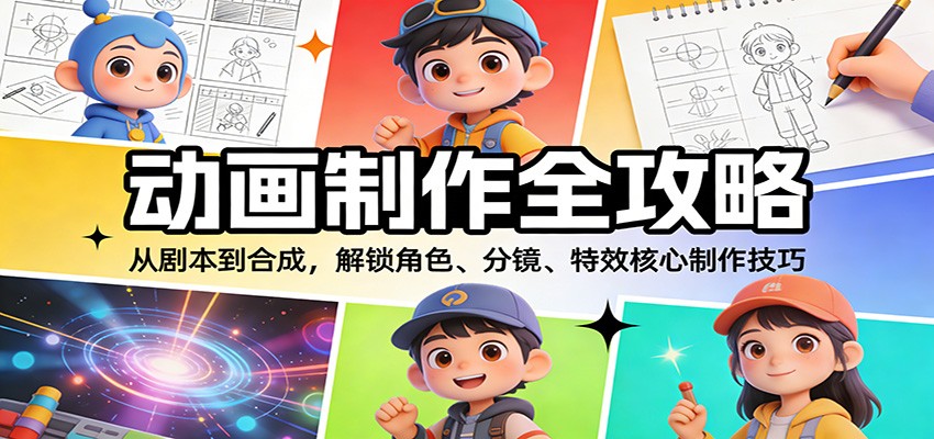 动画制作全攻略：从剧本到合成，解锁角色、分镜、特效核心制作技巧-得优社