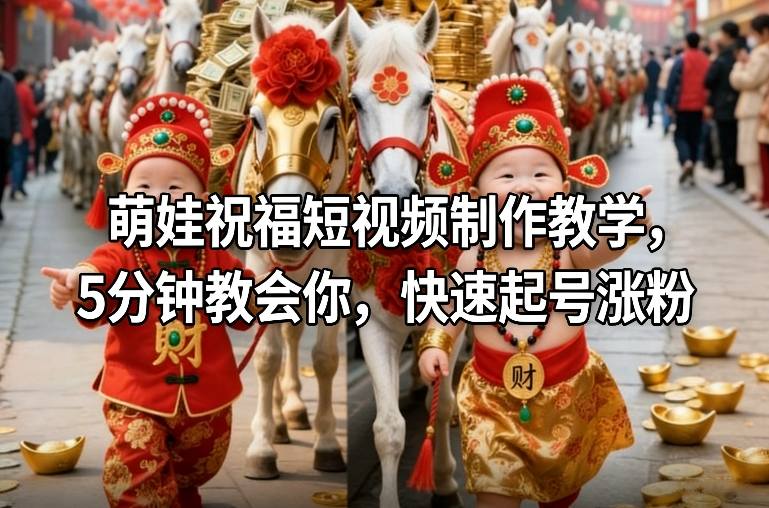 萌娃祝福短视频制作教学，5分钟教会你，快速起号涨粉-得优社
