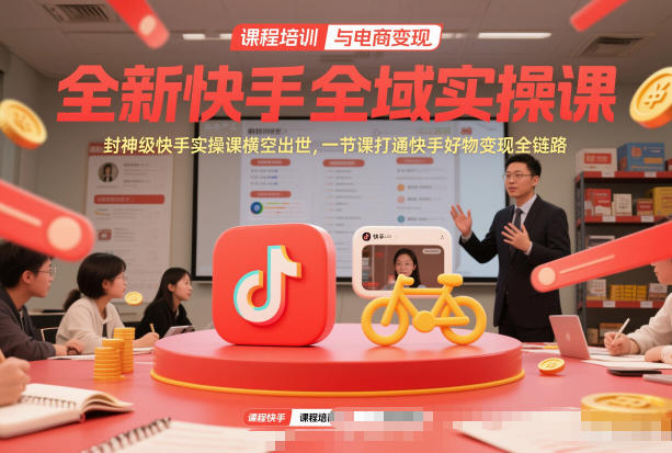 全新快手全域实操课，封神级快手实操课横空出世，一节课打通快手好物变现全链路-得优社