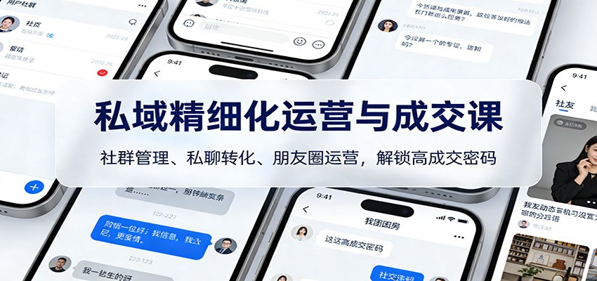 私域精细化运营与成交课：社群管理、私聊转化、朋友圈运营，解锁高成交密码-得优社
