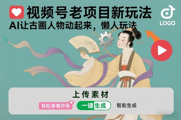 视频号老项目新玩法，AI让古画人物动起来，懒人玩法，附详细教程-得优社