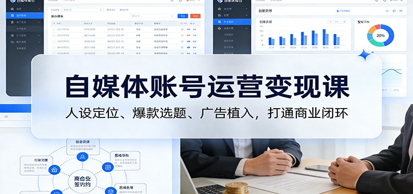 自媒体账号运营变现课：人设定位、爆款选题、广告植入，打通商业闭环-得优社