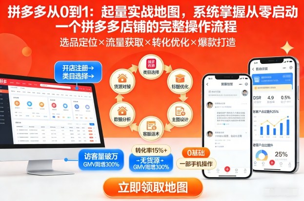 拼多多从0到1：起量实战地图，系统掌握从零启动一个拼多多店铺的完整操作流程-得优社