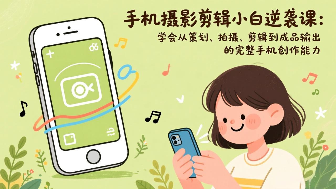 手机摄影剪辑小白逆袭课：学会从策划、拍摄、剪辑到成品输出的完整手机创作能力-得优社