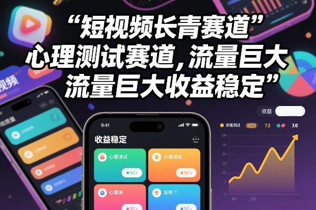 短视频长青赛道，心里测试赛道，流量巨大，收益稳定-得优社