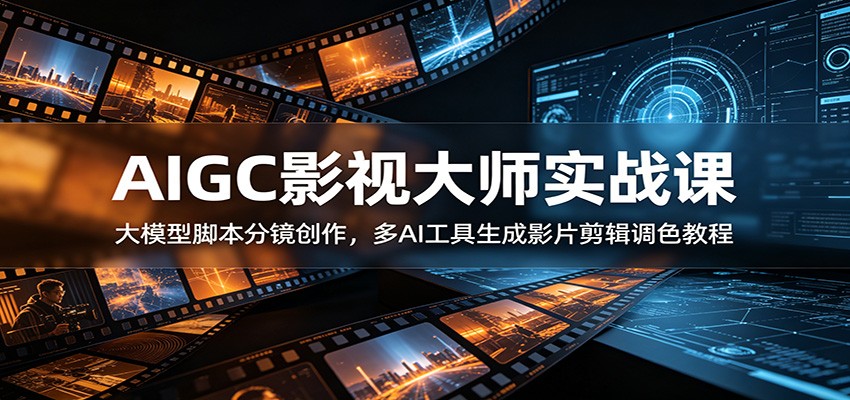 AIGC影视大师实战课：大模型脚本分镜创作，多AI工具生成影片剪辑调色教程-得优社