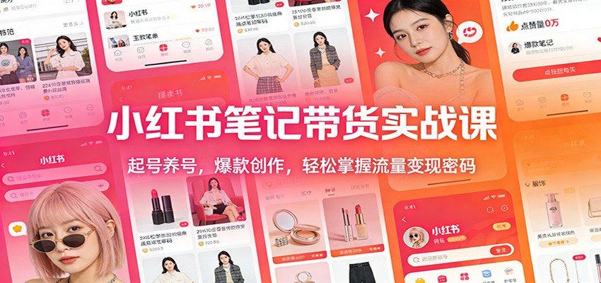 小红书笔记带货实战课：起号养号，爆款创作，轻松掌握流量变现密码-得优社