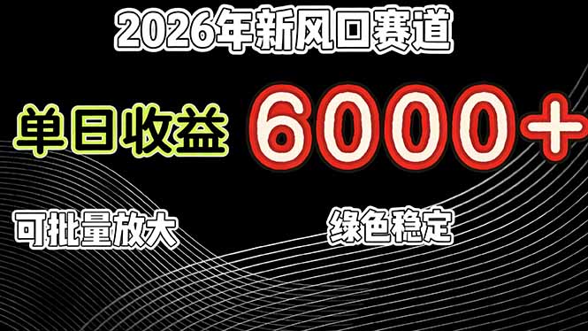 2026年新风口赛道，当日6000+以上，可批量放大，月收入20万+，长期绿色稳定的项目-得优社