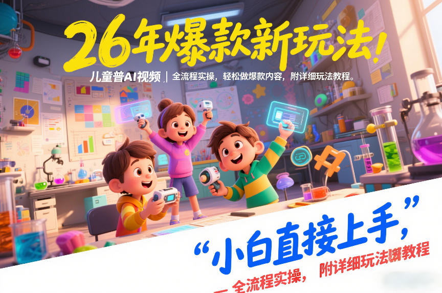 26年爆款新玩法，儿童科普AI视频，全流程实操，轻松做爆款内容，小白直接上手，附详细玩法教程-得优社