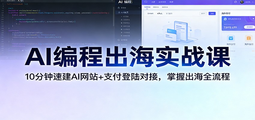 AI编程出海实战课：10分钟速建AI网站+支付登陆对接，掌握出海全流程-得优社