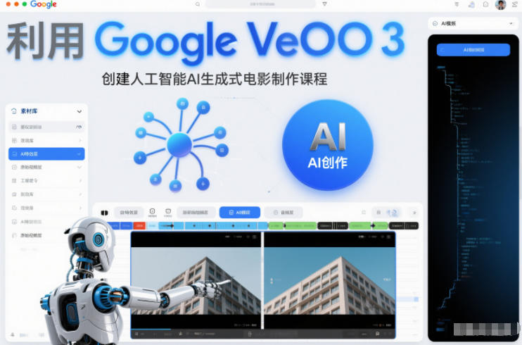 利l用Google Veo 3创建人工智能AI生成式电影制作课程，使用人工智能的力量创建令人惊叹的视频-得优社