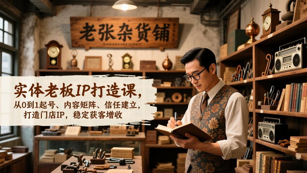 实体老板IP打造课，从0到1起号、内容矩阵、信任建立，打造门店IP，稳定获客增收-得优社