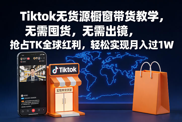 Tiktok无货源橱窗带货教学，无需囤货，无需出镜，抢占TK全球红利，轻松实现月入过1W-得优社