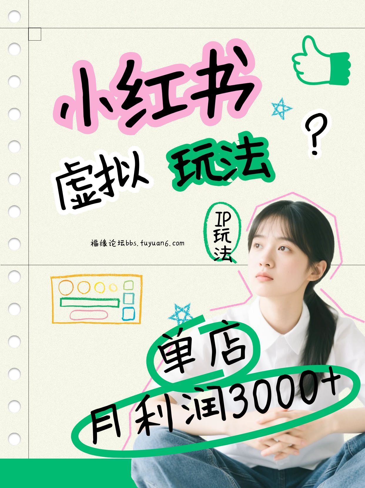 小红书虚拟玩法(铺货流和单品玩法)，单店月利润3000+，IP打法+原创商品(0违规)-得优社