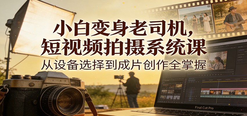小白变身老司机，短视频拍摄系统课，从设备选择到成片创作全掌握-得优社