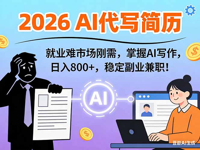AI代写简历，超暴利，用万能模板月入1-3万实战教程，2026年市场刚需！-得优社