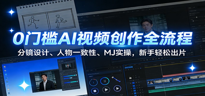0门槛AI视频创作全流程：分镜设计、人物一致性、MJ实操，新手轻松出片-得优社