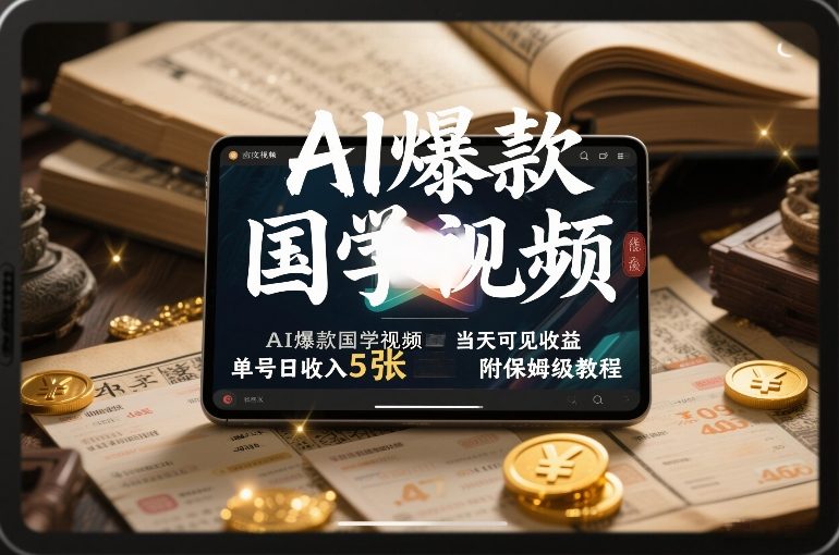AI爆款国学视频，独家起号方法，小白直接上手，当天可见收益，单号日收入5张+附保姆级教程-得优社