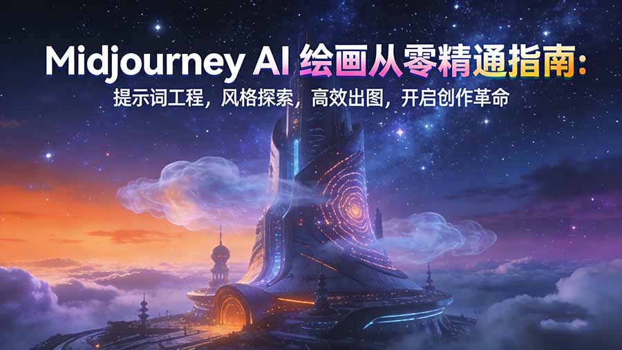 Midjourney AI绘画从零精通指南：提示词工程，风格探索，高效出图，开启创作革命-得优社