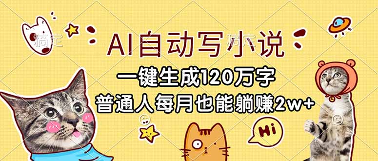 AI自动写小说，一键生成120万字，普通人每月也能躺赚2w+-得优社
