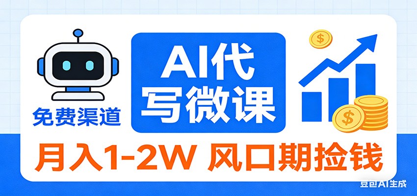 2026告别打工！AI 代写微课，提供免费渠道，月入 1-2W 风口期捡钱-得优社
