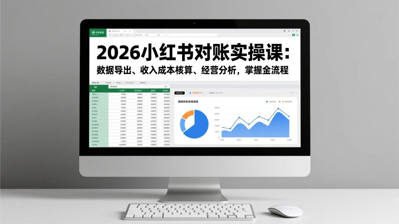 2026小红书对账实操课：数据导出、收入成本核算、经营分析，掌握全流程-得优社