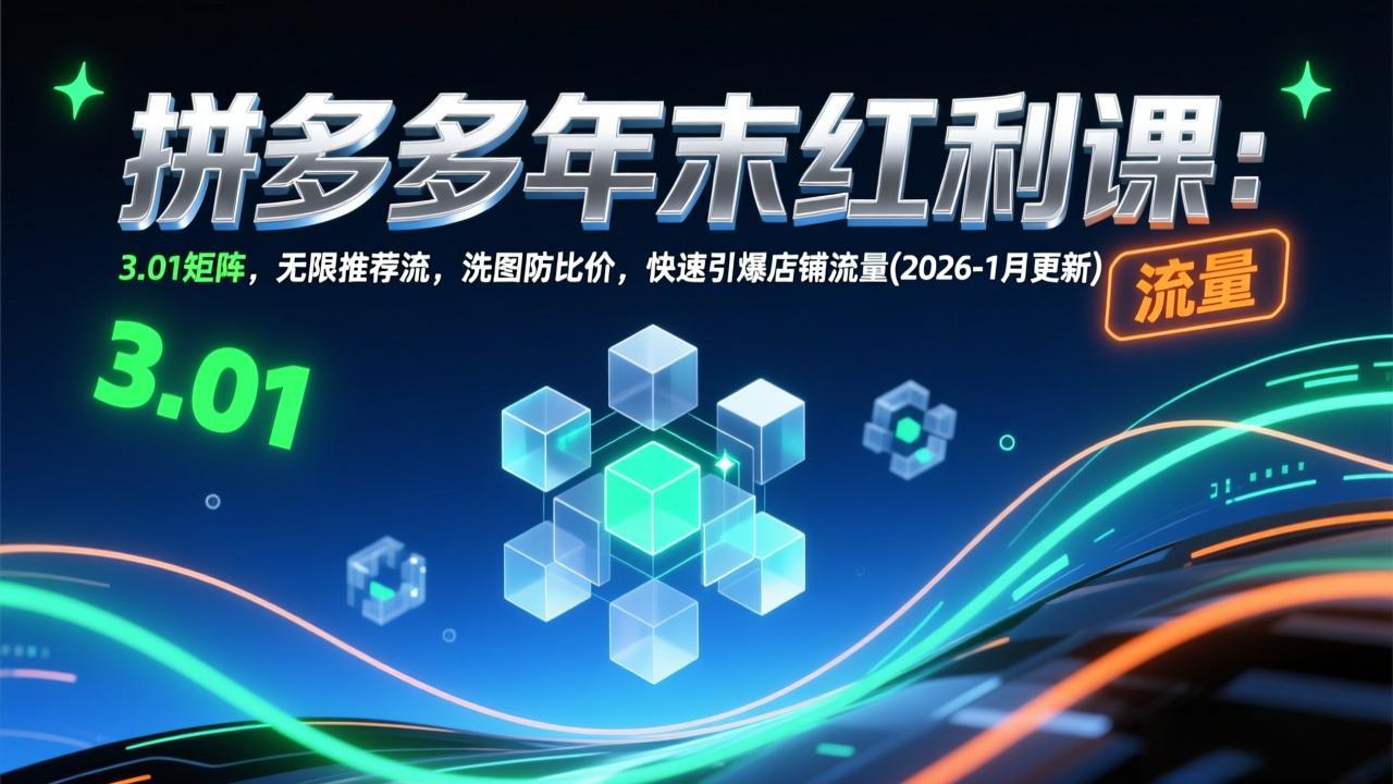 拼多多年末红利课：3.01矩阵，无限推荐流，洗图防比价，快速引爆店铺流量(2026-1月更新-得优社