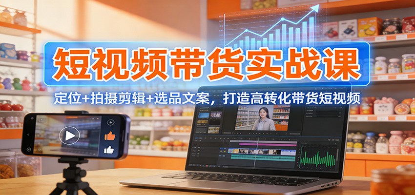 短视频带货实战课：定位+拍摄剪辑+选品文案，打造高转化带货短视频-得优社