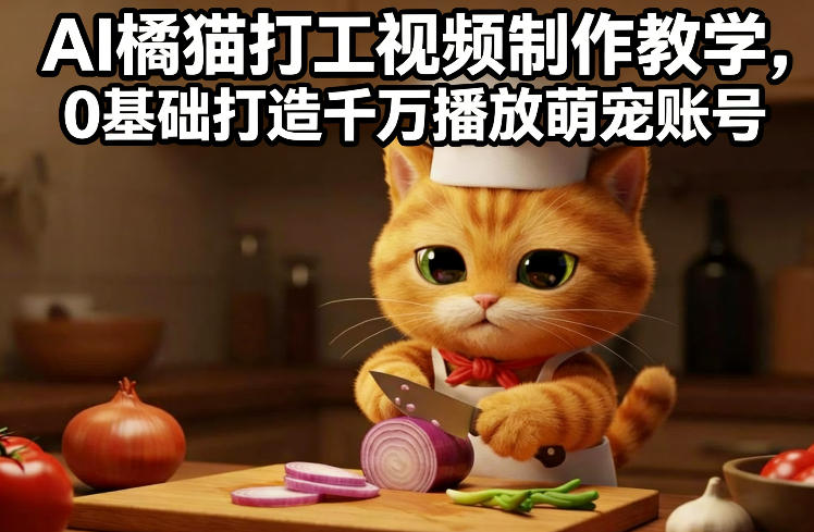 AI橘猫打工视频制作教学，流量狂飙，0基础打造千万播放萌宠账号-得优社