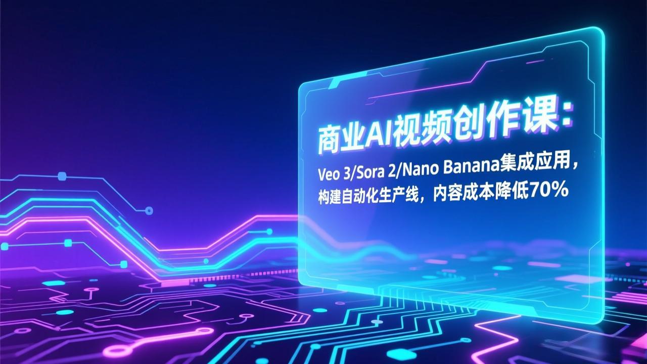 商业AI视频创作课：Veo 3/Sora 2/Nano Banana集成应用，构建自动化生产线，内容成本降低70%-得优社