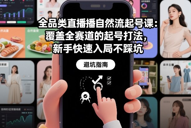 全品类直播自然流起号课：覆盖全赛道的起号打法，新手快速入局不踩坑-得优社