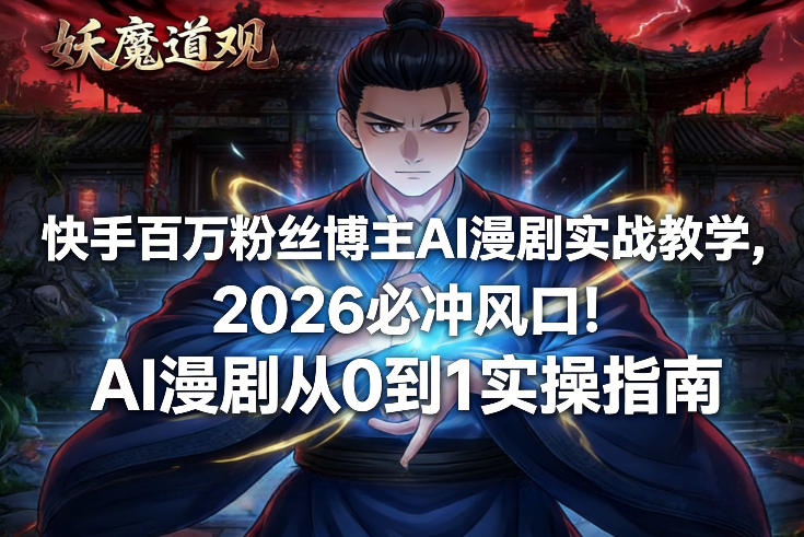 快手百万粉丝博主AI漫剧实战教学，2026必冲风口！AI漫剧从0到1实操指南-得优社