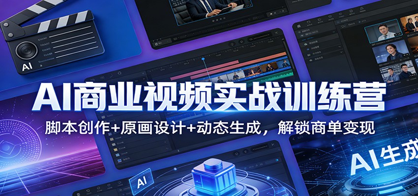 AI商业视频实战训练营：脚本创作+原画设计+动态生成，解锁商单变现-得优社