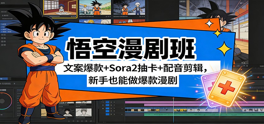 悟空漫剧班：文案爆款+Sora2抽卡+配音剪辑，新手也能做爆款漫剧-得优社