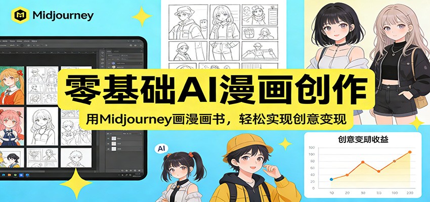 零基础AI漫画创作：用Midjourney画漫画书，轻松实现创意变现-得优社