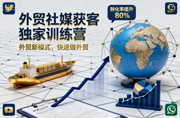 外贸社媒获客独家训练营，外贸新模式，快速做外贸(更新26年2月)-得优社
