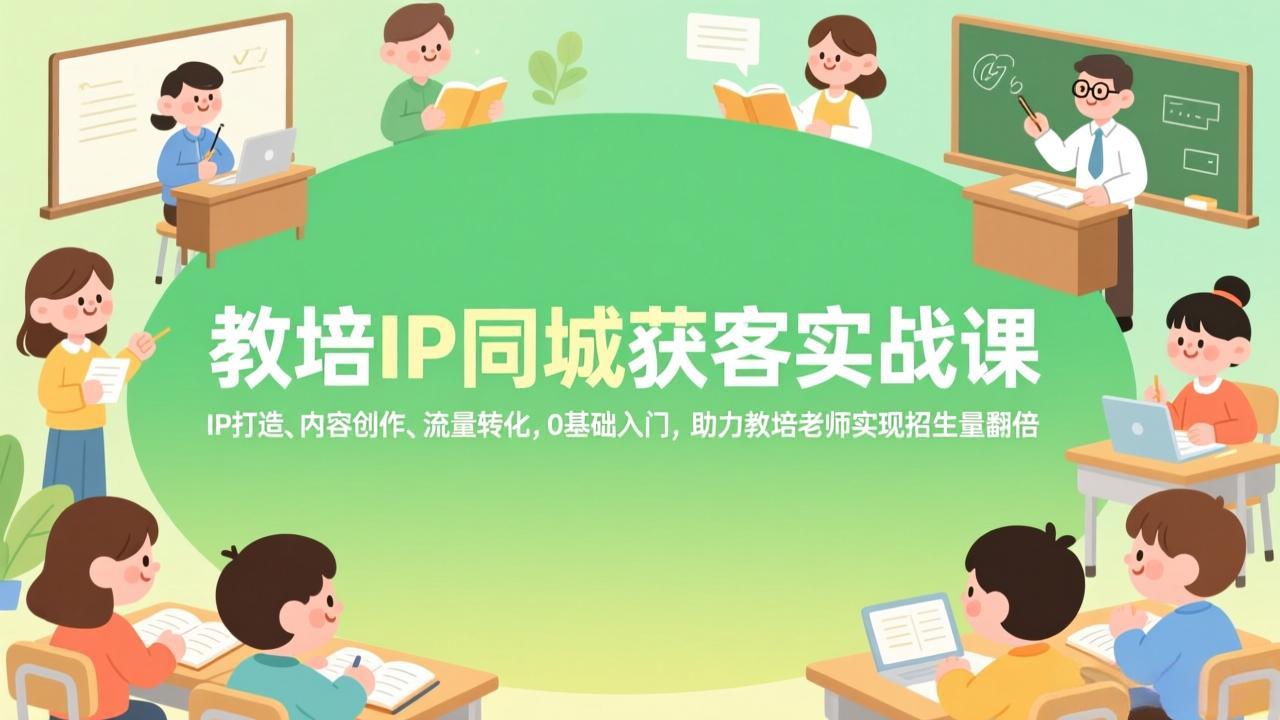 教培IP同城获客实战课，IP打造、内容创作、流量转化，0基础入门，助力教培老师实现招生量翻倍-得优社