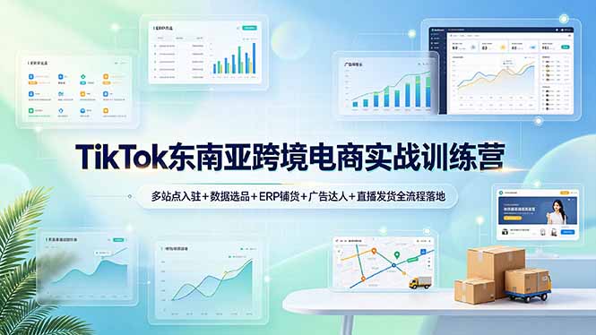 TikTok东南亚跨境电商实战训练营：多站点入驻+数据选品+ERP铺货+广告达人+直播发货全流程落地-得优社