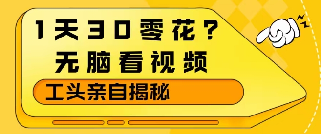 1天30零花？无脑看视频，大佬亲自揭秘-得优社