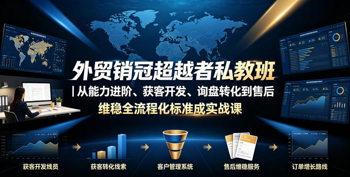 外贸销冠超越者私教班｜从能力进阶、获客开发、询盘转化到售后维稳全流程标准化成交实战课-得优社