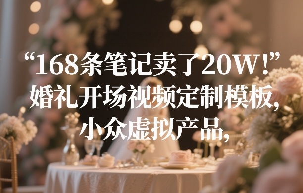 168条笔记卖了20W！婚礼开场视频定制模板，小众虚拟产品-得优社