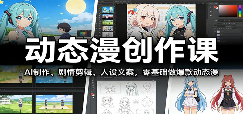 动态漫创作课：AI制作、剧情剪辑、人设文案，零基础做爆款动态漫-得优社