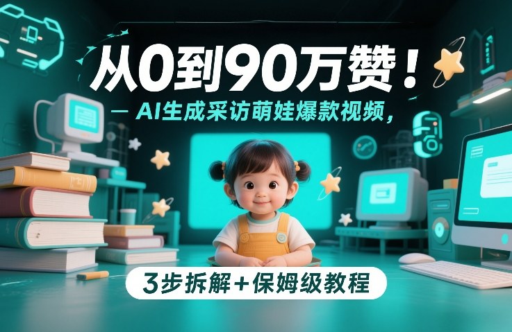 从0到90万赞：AI生成采访萌娃爆款视频，3步拆解+保姆级教程-得优社