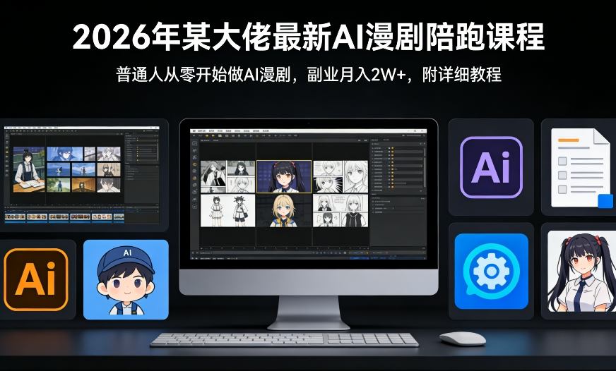 26年某大佬最新Ai漫剧陪跑课程，普通人从零开始做AI漫剧，副业月入2W+-得优社