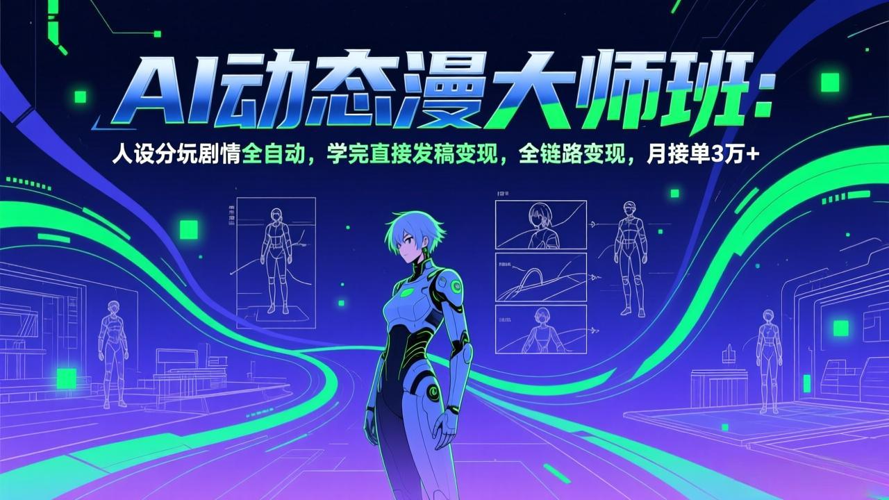 AI动态漫剧大师班：人设分镜剧情全自动，学完直接发稿变现，全链路变现，月接单3万+-得优社