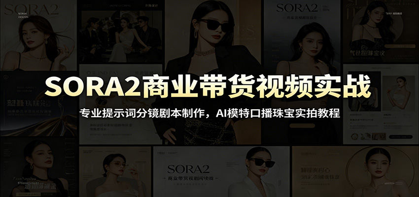 SORA2商业带货视频实战：专业提示词分镜剧本制作，AI模特口播珠宝实拍教程-得优社