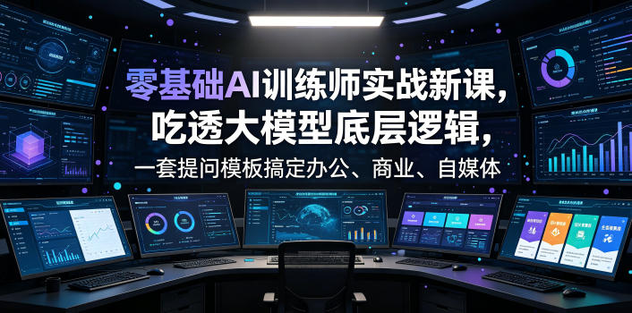 零基础AI训练师实战课，吃透大模型底层逻辑，一套提问模板搞定办公、商业、自媒体、设计、生活全场景AI落地应用-得优社